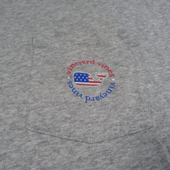 Vineyard Vines Mens Long Sleeve T-Shirt XLT Gray Patriotic American Flag Tee NEW - Picture 3 of 10